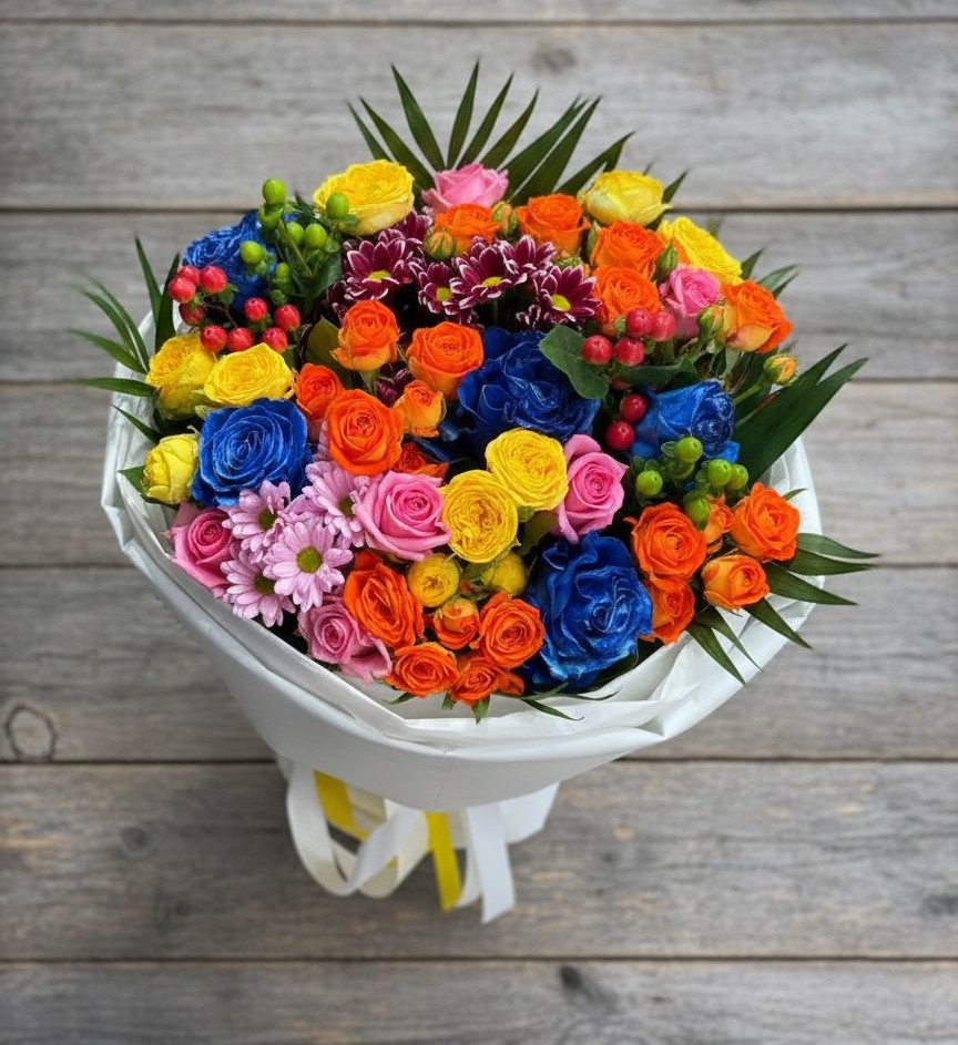 Букет цветов из: Розы и Хризантемы в Новом Чиркее