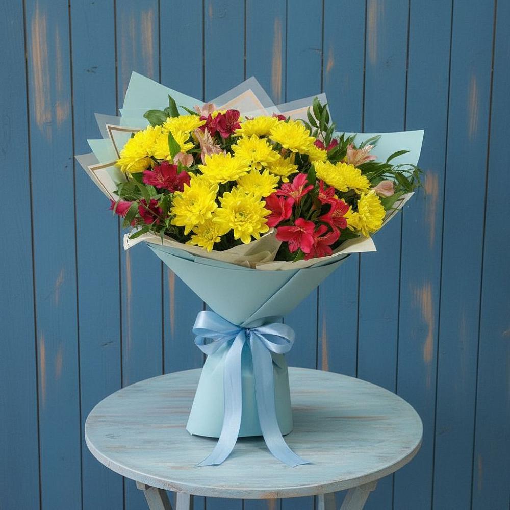 Букет цветов из: Альстромерии и Хризантемы в Новом Чиркее