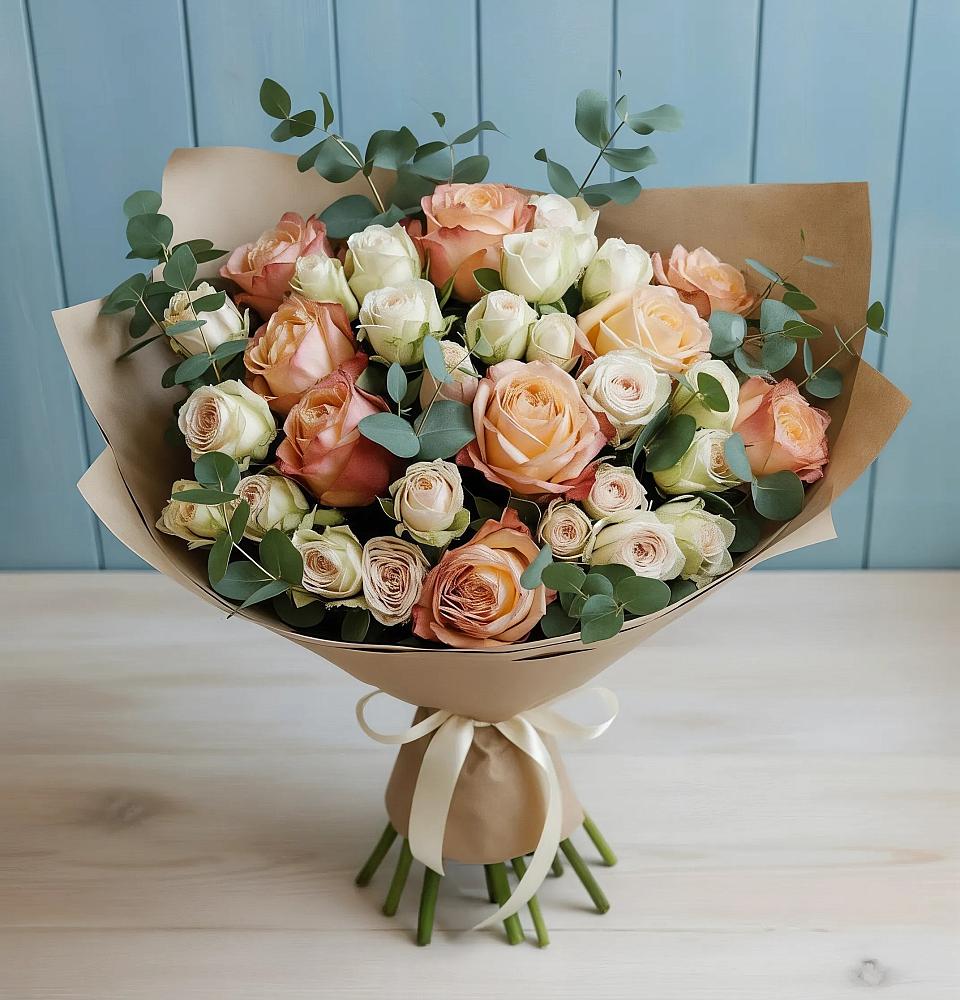 Букет цветов из: Альстромерии и Розы в Новом Чиркее