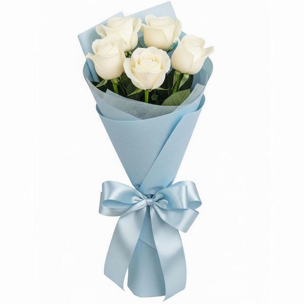 Букет 5 Белых роз Проуд в Новом Чиркее
