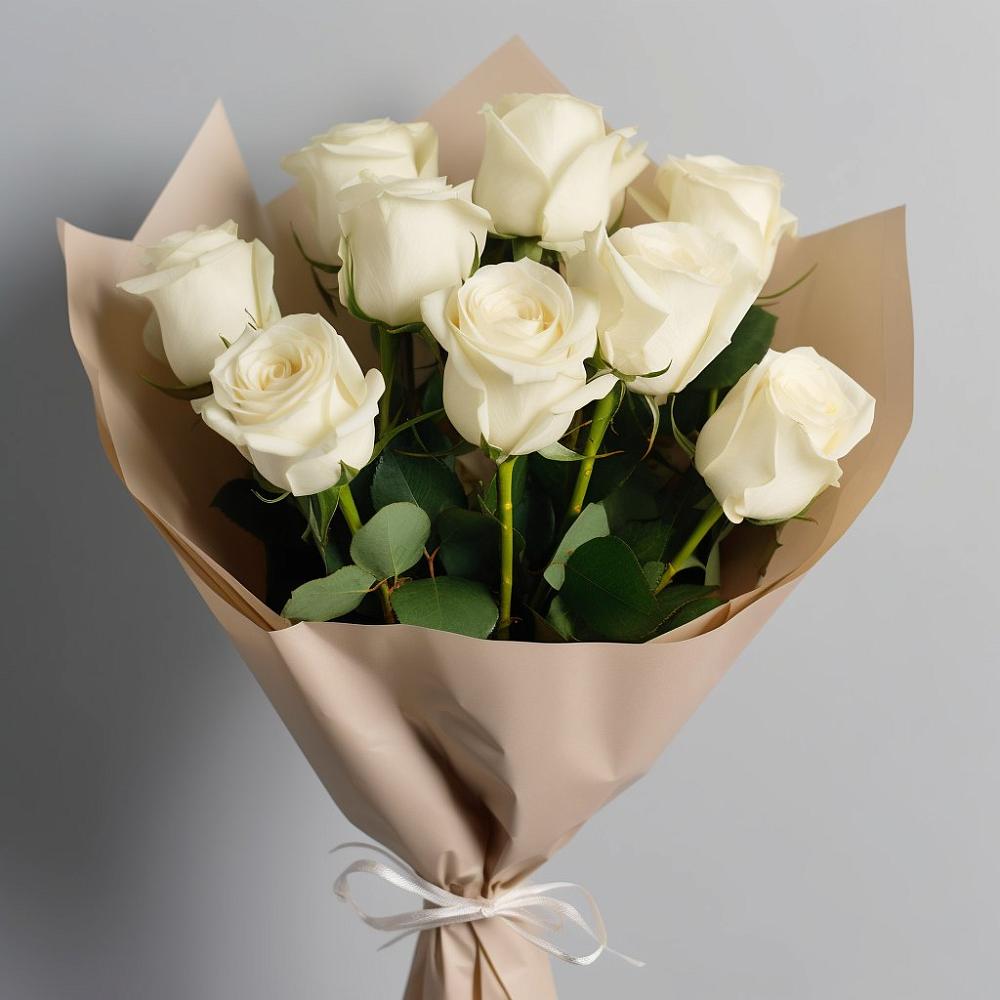 Букет 9 Белых роз Эдлесс Лав в Новом Чиркее