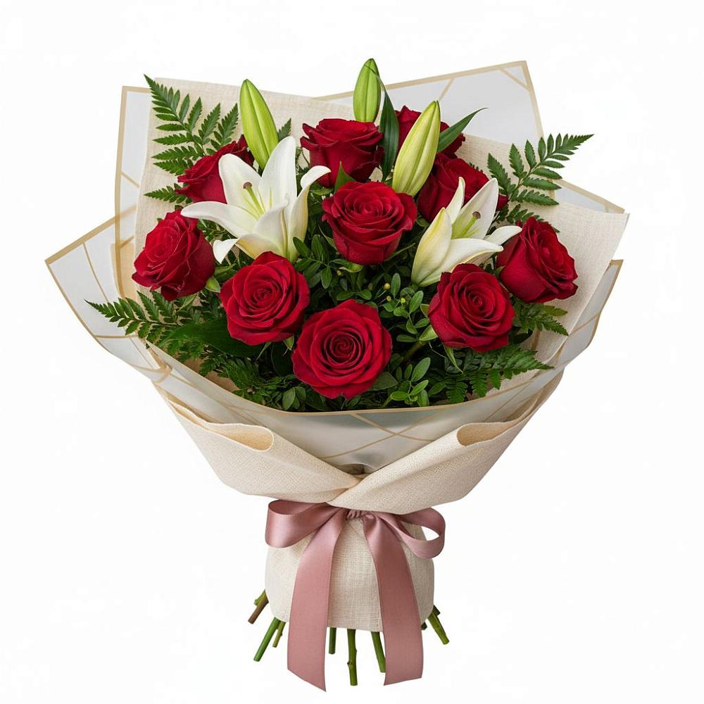 Букет цветов из: Лилии и Розы в Новом Чиркее