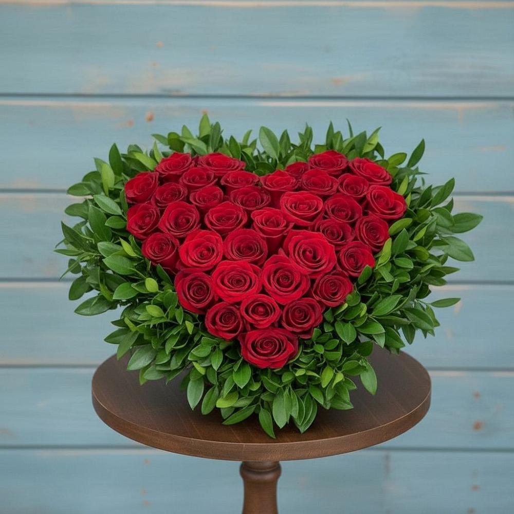 Цветочная композиция из Розы в виде сердца в Новом Чиркее