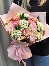 Букет нежные объятья в Новом Чиркее Букет цветов из: Гвоздики, Розы и Хризантемы в Новом Чиркее