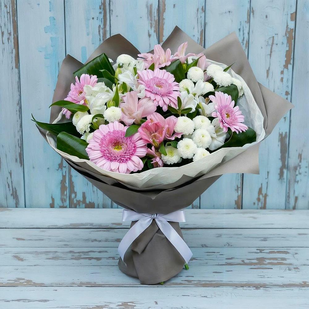 Букет цветов из: Герберы, Альстромерии и Хризантемы в Новом Чиркее