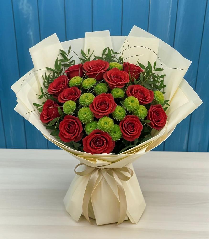 Букет цветов из: Розы и Хризантемы в Новом Чиркее